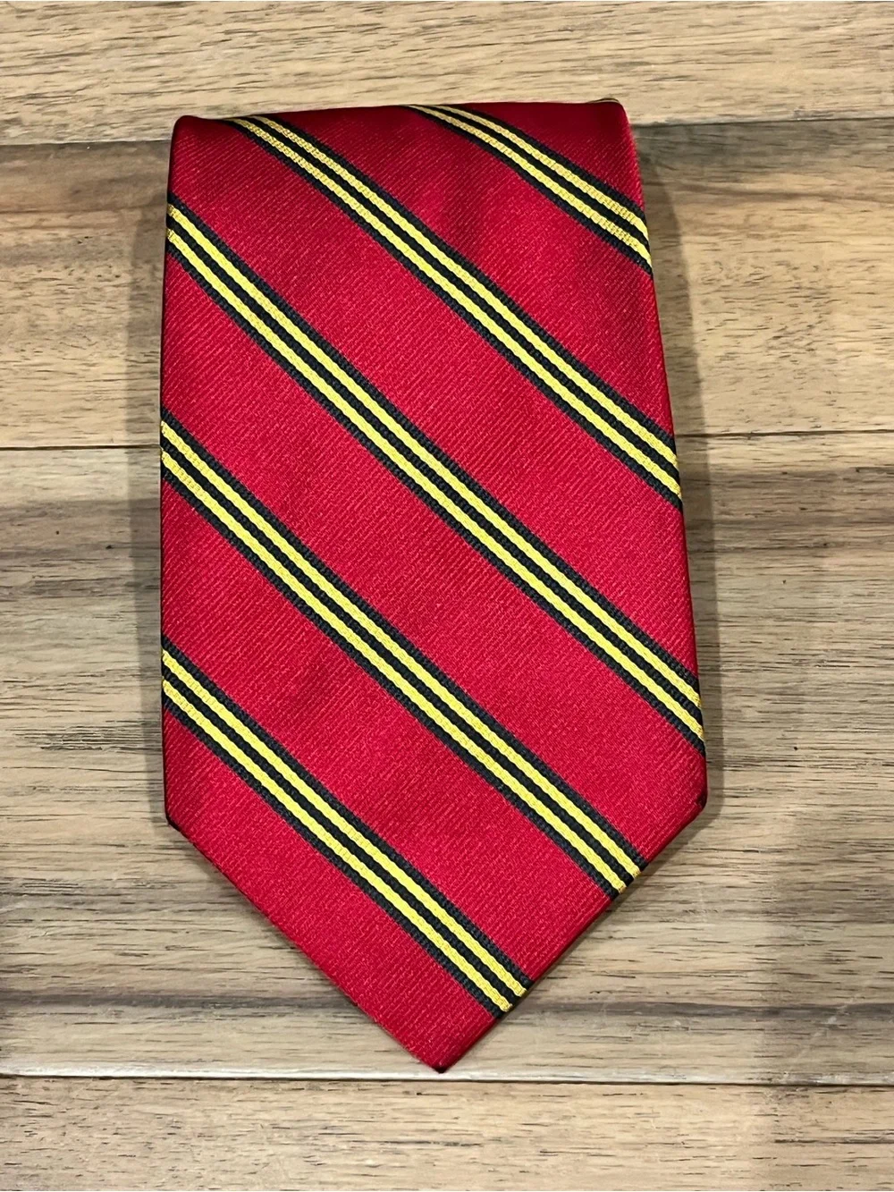 Brooks Brothers Red Diagonal Stripe Tie with Yellow and Black